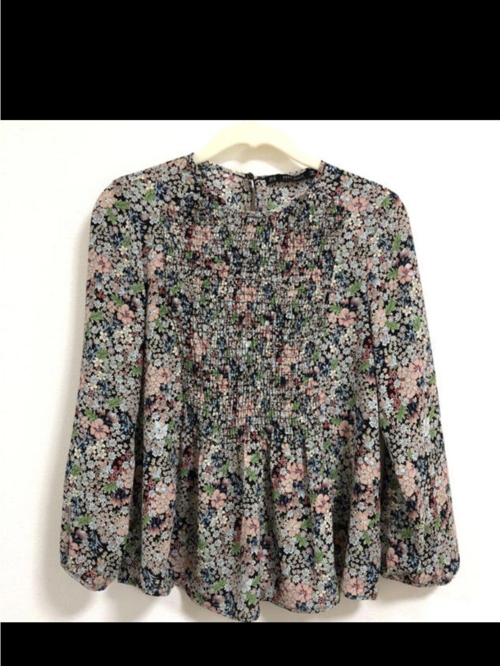 Zara Floral Smocked Blouse Multi